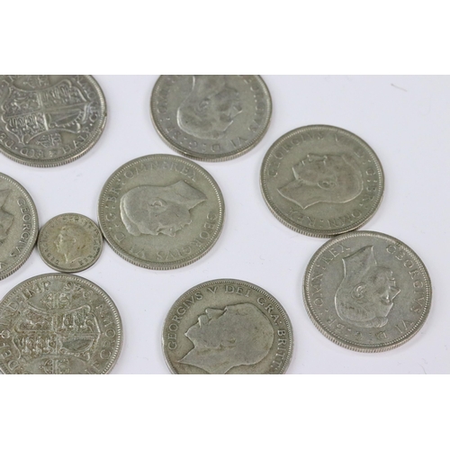 8 - A collection of British pre decimal King George V and King George VI pre 1947 silver half crown coin... 