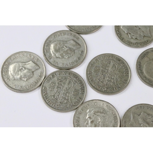 8 - A collection of British pre decimal King George V and King George VI pre 1947 silver half crown coin... 