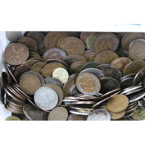 9 - A collection of British pre decimal and world coins together with a small selection of banknotes.