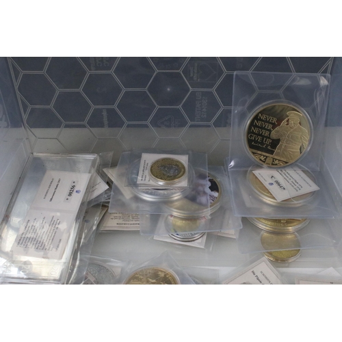 70 - A large collection of commemorative collectors coins / medallions together with a collection of Brit... 