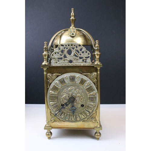 105 - Group of three graduating 19th Century / early 20th Century brass lantern clocks, largest having a m... 