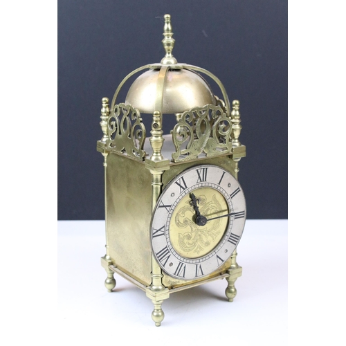 105 - Group of three graduating 19th Century / early 20th Century brass lantern clocks, largest having a m... 