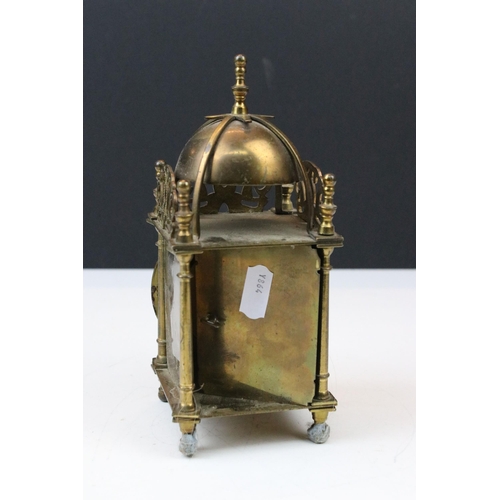 105 - Group of three graduating 19th Century / early 20th Century brass lantern clocks, largest having a m... 