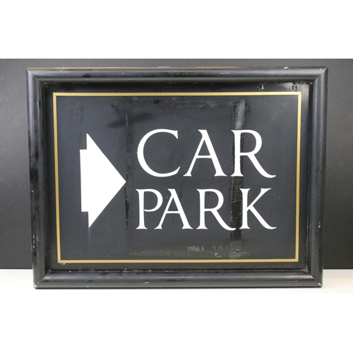 121 - Vintage car park sign with directional arrow, 45cm x 60cm