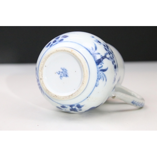 13 - 18th Century Chinese porcelain baluster tankard with a bulbous body and ribbed neck, handle fritted,... 