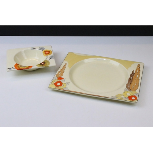 14 - Clarice Cliff Royal Staffordshire ware 'The Biarritz' large rectangular dish and small rectangular d... 