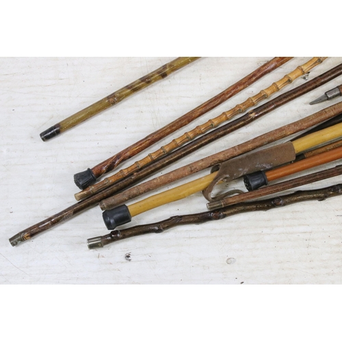 188 - Assorted collection of walking stick canes with antler and horn stylised handles