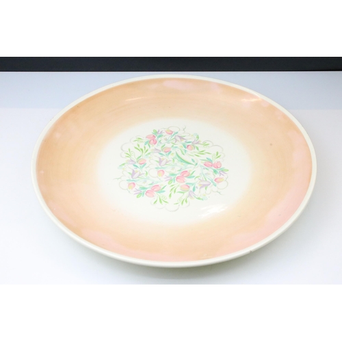 19 - Large Susie Cooper Crown Works Pottery 'Dresden Spray' peach ground charger platter, diameter 46cm t... 