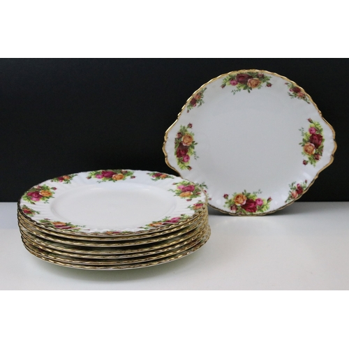 23 - Selection of Royal Albert 'Old Country Roses' to include five tea cups, cake plate, seven dinner pla... 