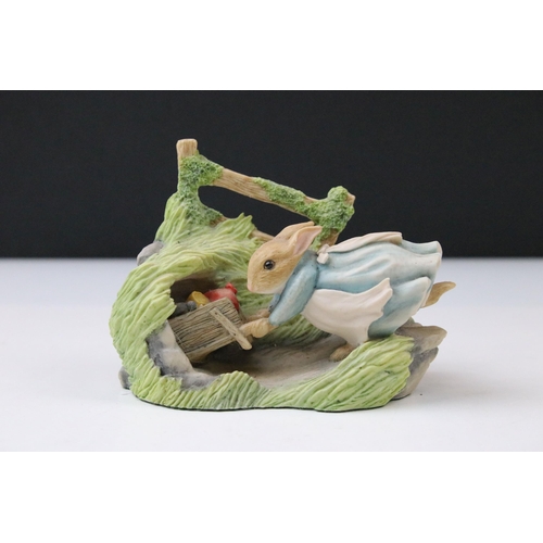 30 - Collection of Border Fine Arts Peter Rabbit figurines to include Peter Rabbit in Wheelbarrow, Peter ... 