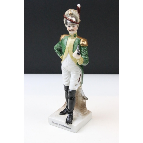 35 - Selection of six Napoleonic soldier figurines, a vintage porcelain gentleman bulldog, Austin Arts sc... 