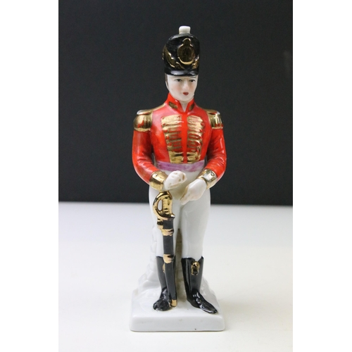 35 - Selection of six Napoleonic soldier figurines, a vintage porcelain gentleman bulldog, Austin Arts sc... 