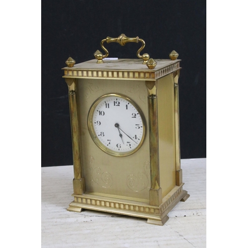 379 - Four vintage carriage clocks to include a wooden cased example and an Acctim scenic Matthew Norman s... 