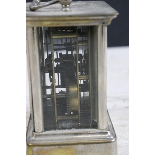 379 - Four vintage carriage clocks to include a wooden cased example and an Acctim scenic Matthew Norman s... 