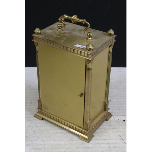 379 - Four vintage carriage clocks to include a wooden cased example and an Acctim scenic Matthew Norman s... 