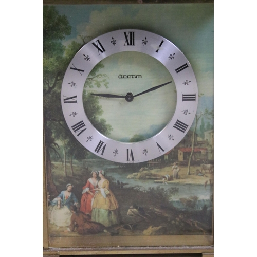 379 - Four vintage carriage clocks to include a wooden cased example and an Acctim scenic Matthew Norman s... 