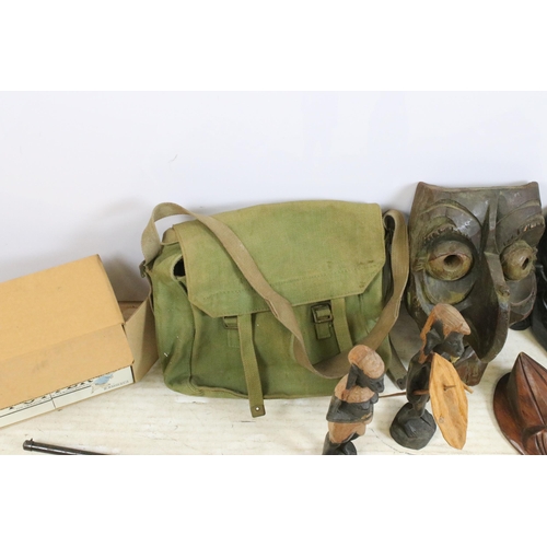 385 - Early to Mid Century Webley junior air rifle together with a military issue WWII kit bag, Gallenkamp... 