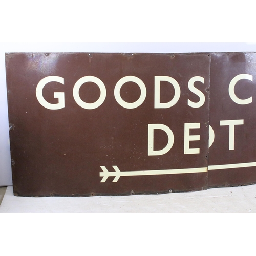 392 - Enamel Sign - Original GWR 'Goods & Coal Depot' British Railway enamel sign, on brown background, si... 