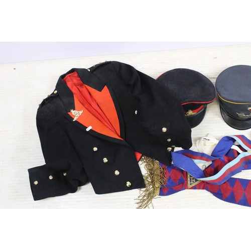 399 - Royal Army Royal Artillery cap and dress jacket together with a German Airforce cap, Staffordshire F... 