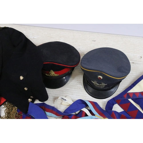 399 - Royal Army Royal Artillery cap and dress jacket together with a German Airforce cap, Staffordshire F... 