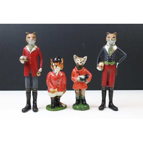 44 - Group of four fox huntsman related figures to include Little Acorns 'Foxy Gent', Staffordshire fox f... 