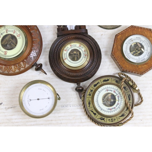 447 - Collection of barometers, to include: E Bourdon and Richards patent Paris, Metallic Barometer, M Bon... 