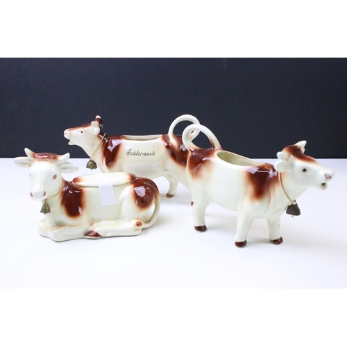 45 - Collection of vintage 20th century creamer cow milk jugs to include Guernsey, Jersey, Brixlegg, Echt... 