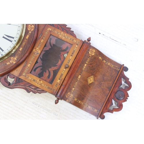 450 - Clocks - H Samuel, Manchester two train wall clock, with ornate inlaid wooden case, the dial with Ro... 