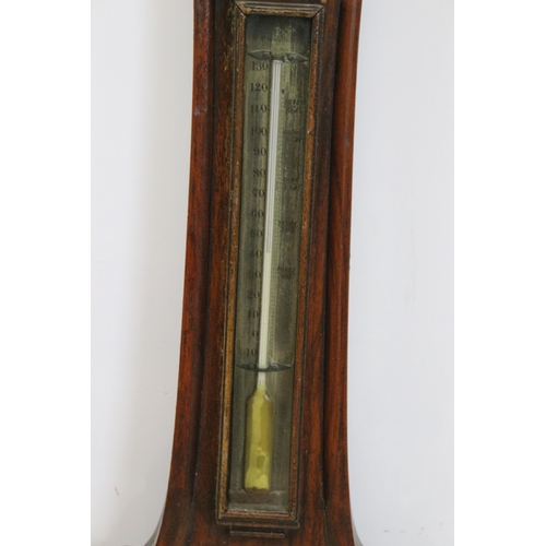 456 - J Whipp, Rochdale mahogany carved wall hanging banjo barometer with brass face, H 94cm