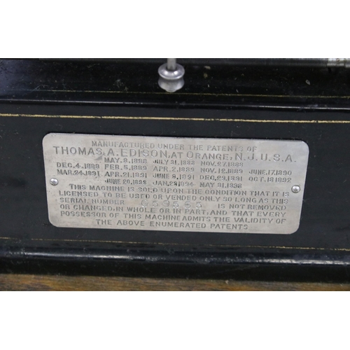 457 - Early 20th century Edison Gem Phonograph (lacking horn) in oak case, serial number G59565