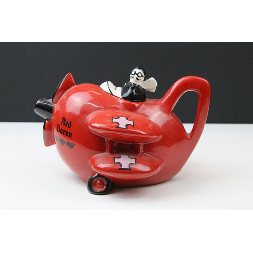 47 - Carlton Ware 1980's Red Baron novelty tea pot in the form of pilot and plane