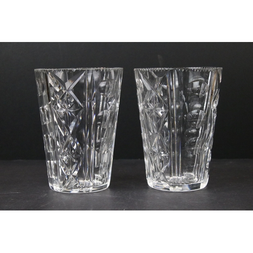 56 - Pair of cut glass celery vase glasses, H 15cm