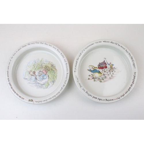 60 - Wedgwood Peter Rabbit and Miss Tiggy-Winkle bowls together with a set of six Peter Rabbit plates, 25... 