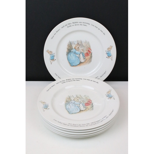 60 - Wedgwood Peter Rabbit and Miss Tiggy-Winkle bowls together with a set of six Peter Rabbit plates, 25... 