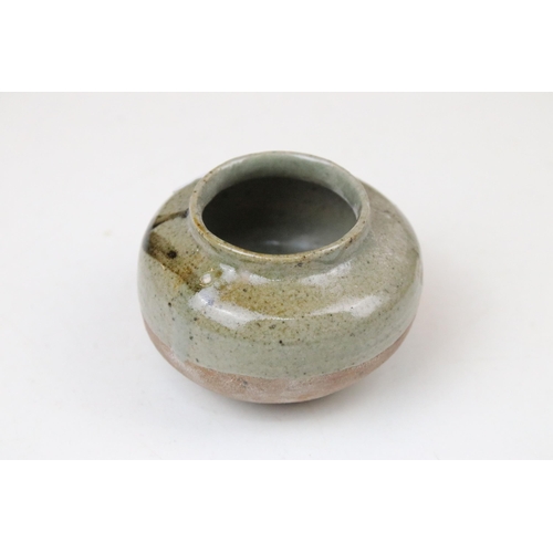 63 - Mike Dodd stoneware yunomi with foliate decoration, impressed mark to base, H 9cm together with six ... 