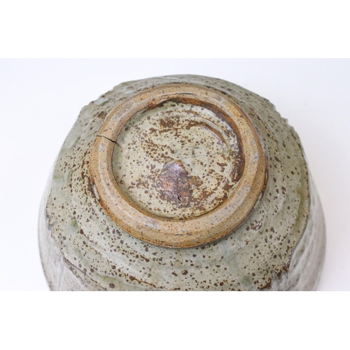 63 - Mike Dodd stoneware yunomi with foliate decoration, impressed mark to base, H 9cm together with six ... 