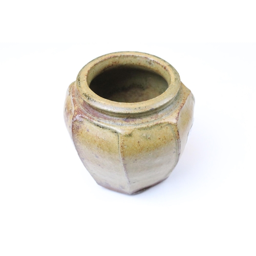 63 - Mike Dodd stoneware yunomi with foliate decoration, impressed mark to base, H 9cm together with six ... 