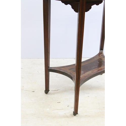 631 - 19th century mahogany adjustable wool winder with carved scroll detail, H 113cm together with a dark... 