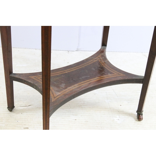 631 - 19th century mahogany adjustable wool winder with carved scroll detail, H 113cm together with a dark... 