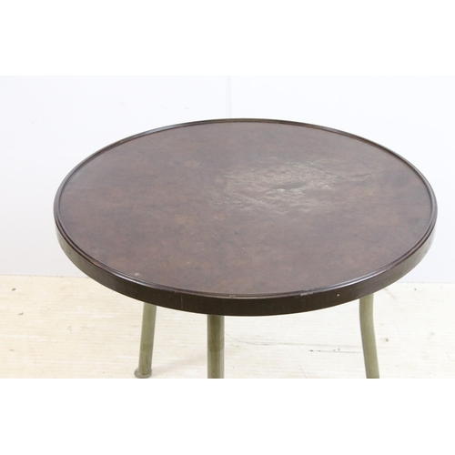 636 - Early / mid 20th century circular brown bakelite occasional table the three steel legs with paw feet... 