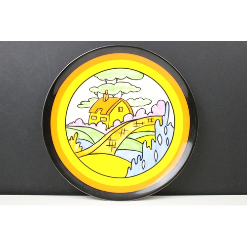 66 - Clarice Cliff Bizarre 'Orange Roof Cottage' plate, No. 8263 with COA, together with 'Farmhouse' plat... 