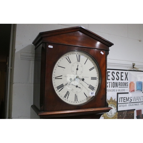 661 - 19th century mahogany longcase clock, by Richard Couch of Brixham, the dial with Roman numerals and ... 