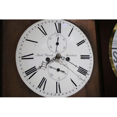 661 - 19th century mahogany longcase clock, by Richard Couch of Brixham, the dial with Roman numerals and ... 