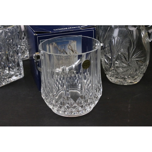 78 - Pair of Jaffe Rose lead crystal square decanters with silver Brandy and Whisky neck labels together ... 