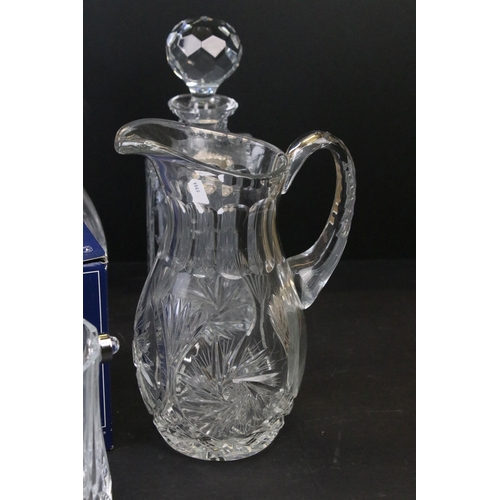 78 - Pair of Jaffe Rose lead crystal square decanters with silver Brandy and Whisky neck labels together ... 