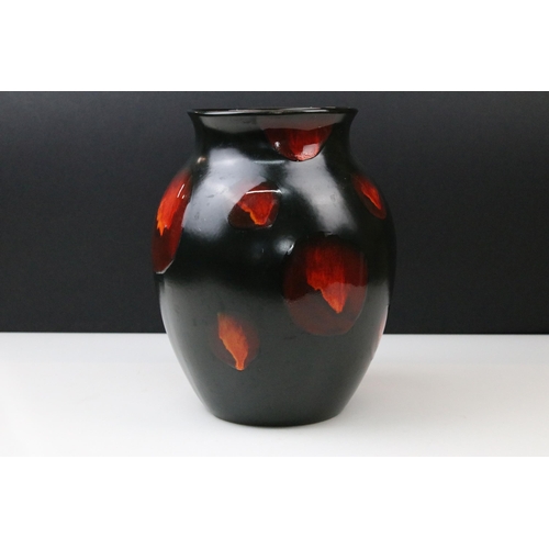 8 - Poole pottery Galaxy vase, black with lava glaze, impressed marks to base. H 26cm.