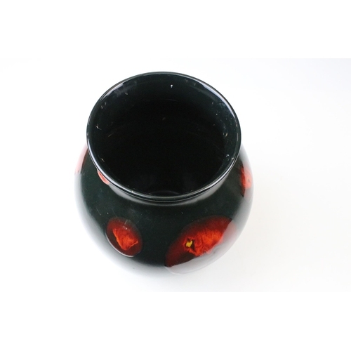 8 - Poole pottery Galaxy vase, black with lava glaze, impressed marks to base. H 26cm.