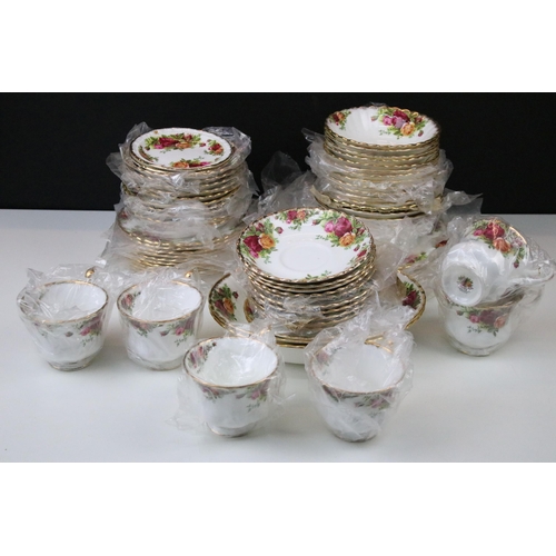 82 - Royal Albert 'Old Country Roses' set to include ten saucers, twelve bowls, six side plates, twelve t... 