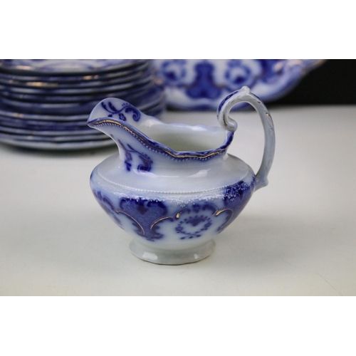 83 - Alton blue and white part tea set to include six cups and saucers, six side plates, milk jug and a c... 