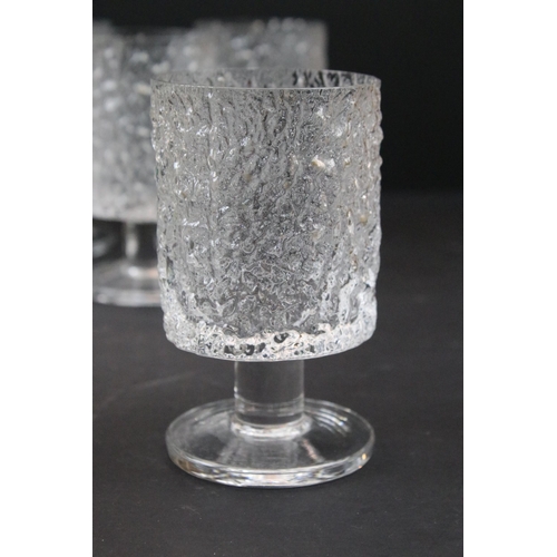 85 - Whitefriars glasses to include five 'Glacier' small wine glasses, pattern No. M142, five whisky glas... 